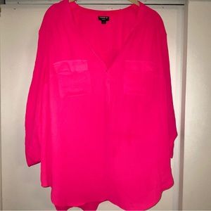 Torrid hot pink sheer button up 💕